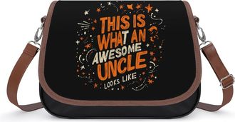 Generic This Is What An Awesome Uncle Looks Like Leather Crossbody Bags for Women Messenger Handbag Purse Shoulder Bag