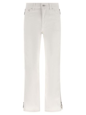 Paco Rabanne Side-Zip Cotton Denim Jeans - White