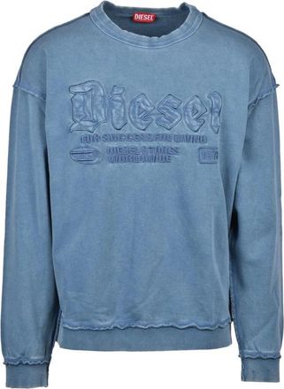 Diesel Geborduurd logo katoenen sweatshirt - Heren - Sweatshirts - Blauw - XL - Katoen - Hoodies & sweatvesten
