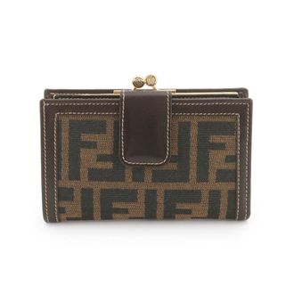 Fendi Black Brown Canvas Leather Wallet (Bi-Fold) (Pre-Owned)