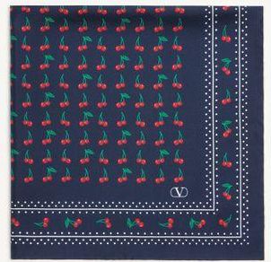 Valentino Garavani Foulard Cherryfic In Seta Donna BLU/ROSSO UNI