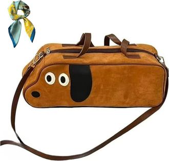 Generic Sausage Dog Crossbody Bag,Cute Dachshund Shaped Handbag with Adjustable Strap,Animal Shaped Shoulder Purse for Women (Brown)