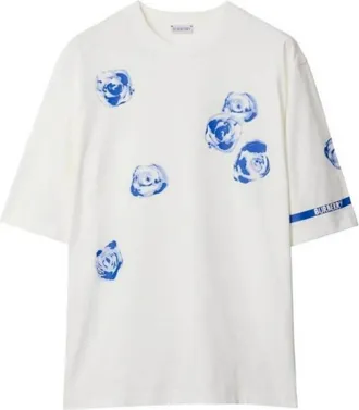 Burberry Rose Print Cotton Jersey T-Shirt, Size XX-Small