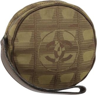 Chanel Travel Line Round Wristlet Nylon Nylon Clutche & Pouche Bag (Pre-Owned)