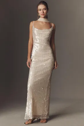 Mare Mare Liquid Stretch Sequin Column Maxi Dress