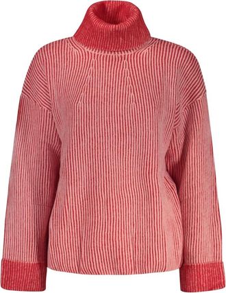 Desigual Emy Ribbed Turtleneck Sweater - Dames - Coltruien - Rood - M - Wol - Truien & Vesten