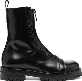 Versace zip-up leather boots - men - Calf Leather/Rubber/Calf Leather - 40 - Black