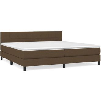 vidaXL Cama Box Spring Con Colch&oacute;n Tela Marr&oacute;n Oscuro 200x200 Cm Vidaxl