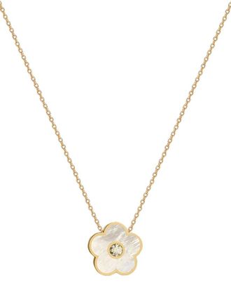 Gabi Rielle 14K Over Silver Pearl Cz Flower Necklace