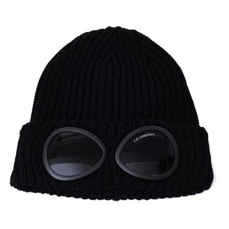 C.P. Company Goggle-lens Ribbed Beanie - male - C.P. Company - Accessories - Black - ONE SIZE - Accessories
