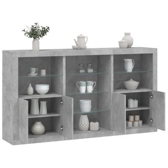 Berkfield Home Sideboard with LED Lights Concrete Grey 181.5x37x100 cm