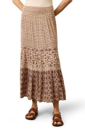 Faherty Woodstock Floral Print Tiered Maxi Skirt in Sunrise Azulejos Mixed Print at Nordstrom Rack, Size Large