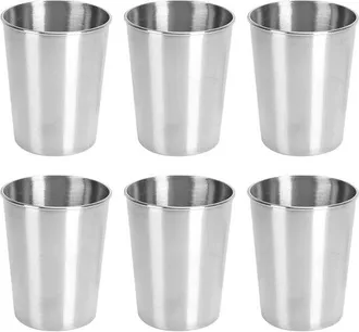 OEM Juego De Vasos De Acero Inoxidable: 6 Vasos Port&aacute;tiles Para Acampar Y Para El Hogar - Vasos Met&aacute;licos De 250 Ml