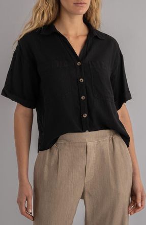 Kut from the Kloth Brianna Boxy Shirt in Black at Nordstrom, Size X-Small
