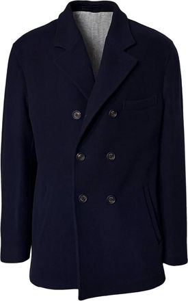 Eleventy Heren, Mantels, Blauw, Maat: 2XL Leer