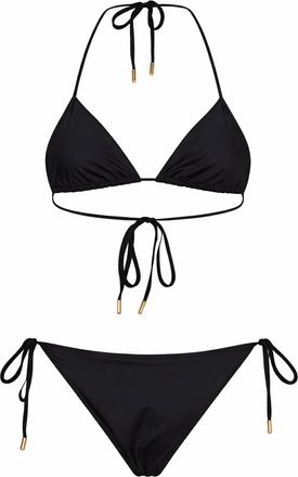 Marine Serre Womens Bikini Stretch Jersey Moon Embroidery Black Polyamide Swimwear Sea Clothing