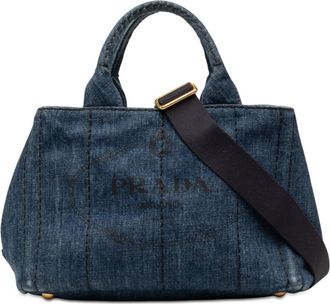 Prada Pre-owned Prada Small Denim Canapa Logo Satchel Ladies A9EZ49V74X1XHZFB