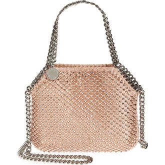 Stella McCartney Nano Falabella Crystal Mesh Crossbody Bag in Light Peach at Nordstrom