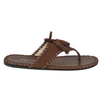 Prada Flip Flops, female, Brown, Size: 10 US Thong Sandals with Tassels