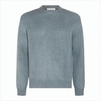 Golden Goose Soft Blue Mohair Blend Sweater With Ribbed Details