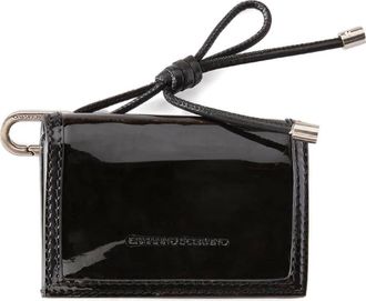 Ermanno Scervino Portafoglio in pelle verniciata con gancio - Nero