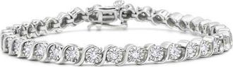 House of Brilliance 925 Sterling Silver 1/4 Cttw Diamond Miracle Plate and S Link Tennis Bracelet in White at Nordstrom