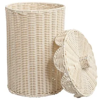 Happimess Resin 2.9-Gallon Cylinder Wicker Watebasket with Scalloped Lid in White at Nordstrom