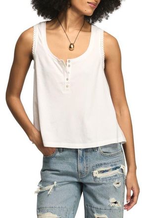 Lucky Brand Lace Trim Henley Tank in Bright White at Nordstrom, Size X-Large