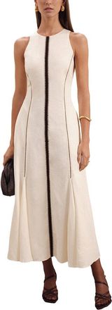Reiss Inaya Craft Stitched Linen-Blend Dress