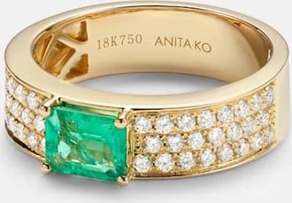 Anita Ko 18kt gold ring with emerald and diamonds