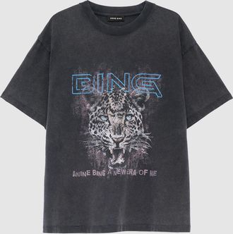 Anine Bing Tee Shirt Cade Leo Muse Washed Black