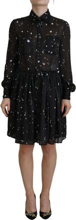 Dsquared2 Black Polka Dot Long Sleeves Button Down Womens Dress (Pre-Owned)