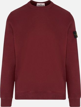 Stone Island Mens Stone Island Brushed Organic Cotton Burgundy Red Sweatshirt - Size: 40