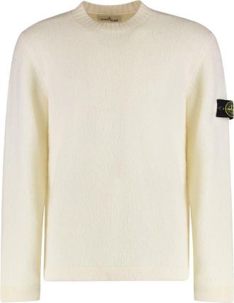 Stone Island White Sweater with brushed texture
