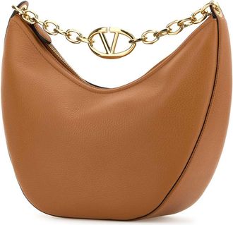 Valentino Garavani Womens Camel Leather Medium Hobo Vlogo Moon Handbag Almondbeige Borse A Mano