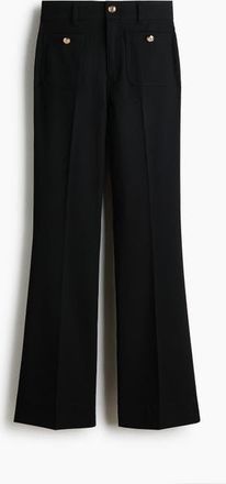H&M Flared Twill Trousers in Black at Nordstrom, Size 18