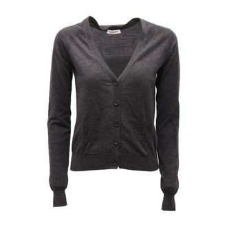 KANGRA Slim Modello Corto Cardigan - female - Kangra - Round-neck Knitwear - Gray - L - Knitwear