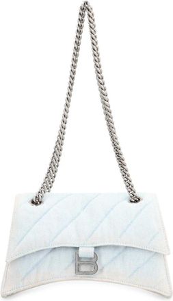 Balenciaga Crush Schoudertas - Dames - Schoudertassen - Blauw - ONE Size - Katoen - Tassen