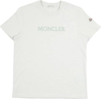 Moncler T-shirt met logo-borduring - Dames - T-shirts - Groen - S - Katoen - Tops