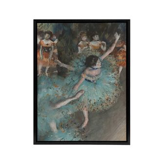 Artery8 Swaying Ballet Dancer in Green Degas Black Framed Canvas Wall Art | Size: W24 x H32