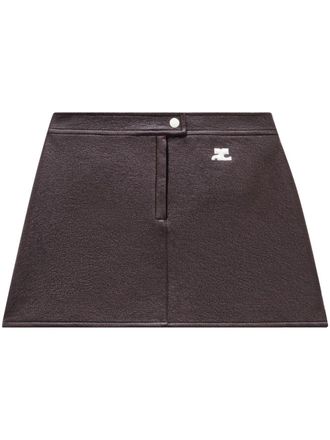 Courrèges logo-patch vinyl skirt - Red