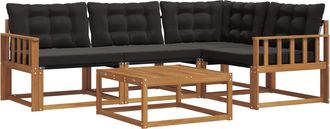 vidaXL Conjunto De Sof&aacute;s De Exterior 5 Uds. Natural Y Negro Vidaxl
