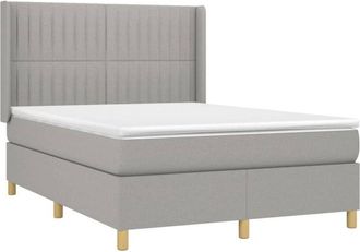 vidaXL Vidaxl - Cama Box Spring Con Colch&oacute;n Tela Gris Claro 140x190 Cm