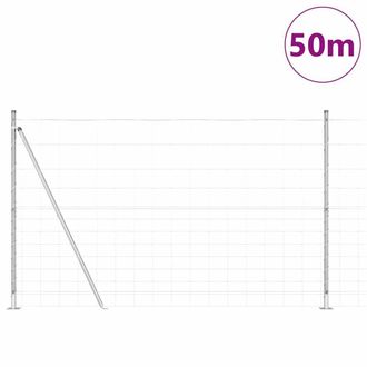 Berkfield Home Durable Field Fence 1.5x50 m Galvanised Steel in Silver