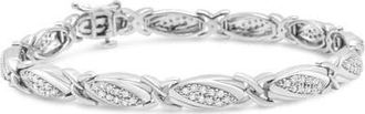 House of Brilliance Silver 1.00 Cttw Round Diamond X-Link Bracelet in White at Nordstrom