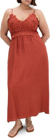 City Chic Martina Lace Trim Dress in Cinnamon at Nordstrom, Size Xs