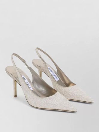 Jimmy Choo London lace pumps glitter pointed toe slingback stiletto