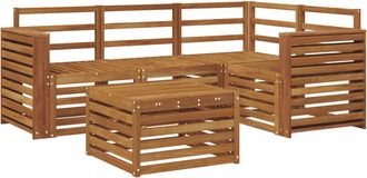 vidaXL Conjunto De Sof&aacute;s De Exterior 5 Uds. Natural Poli&eacute;ster Vidaxl