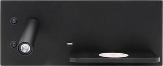 Fabrilamp Aplique 2+8w 4000k Velazquez Izqdo Negro Usb+qi 130lm Doble Encendido 14x35x14 Cm