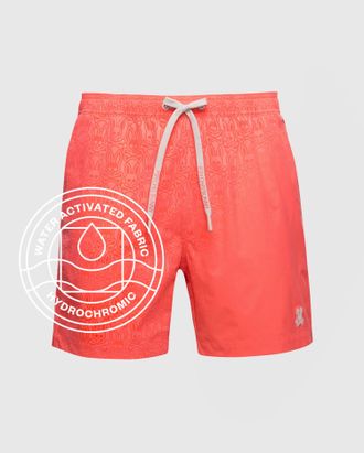 Psycho Bunny Mens Samos Hydrochromic Swim Trunk 802 HOT CORAL / M